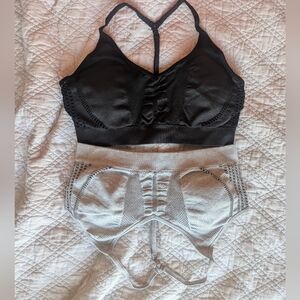 2FOR1 Papaya Black and Gray Sports Bra Set